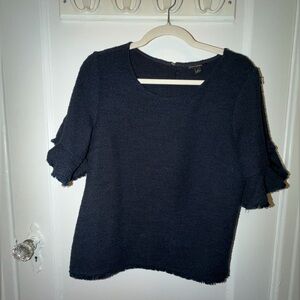 Banana Republic Blue Boucle Ruffle Top